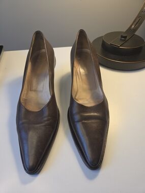Bottega Veneta Women’s Pointed-Toe Leather Pumps in Dark Brown